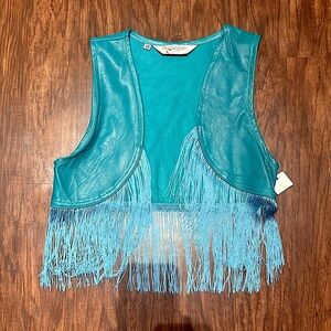 NWT Turquoise Fringe Vest